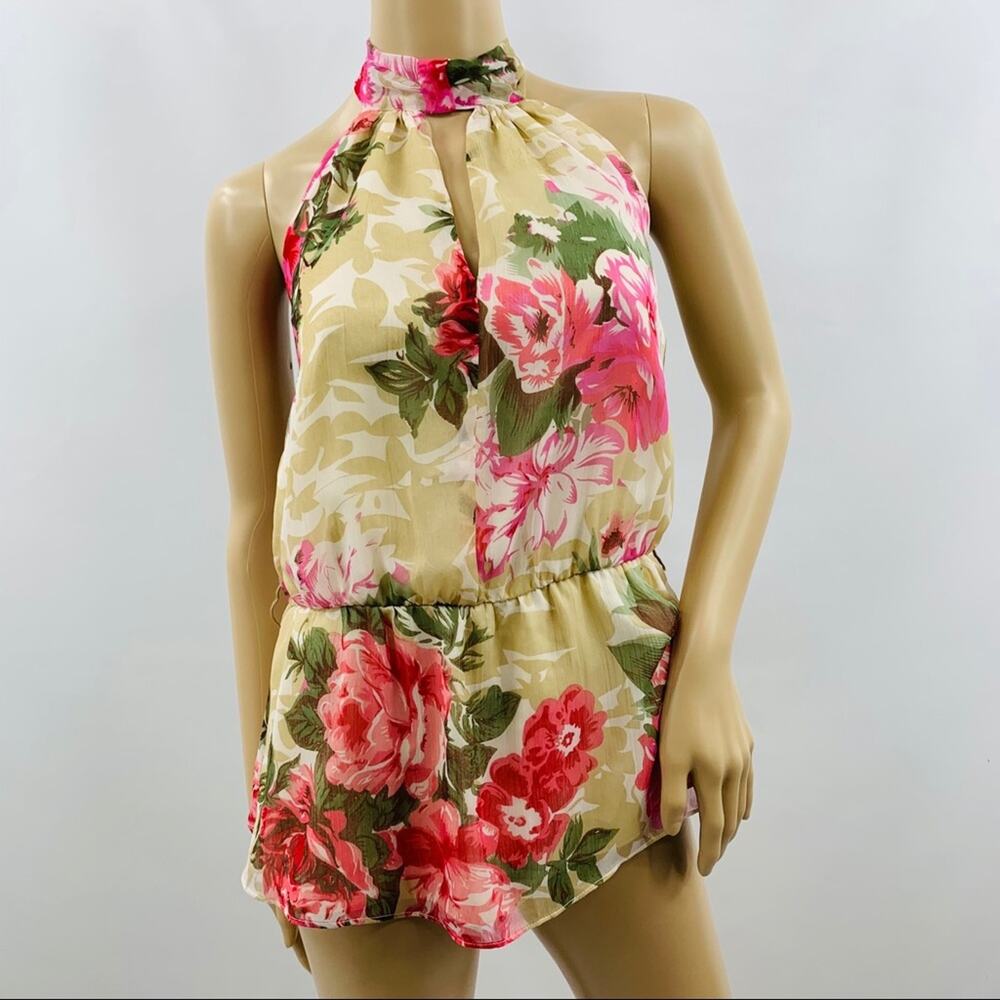 Walter Baker Cream Pink Floral Halter Top
